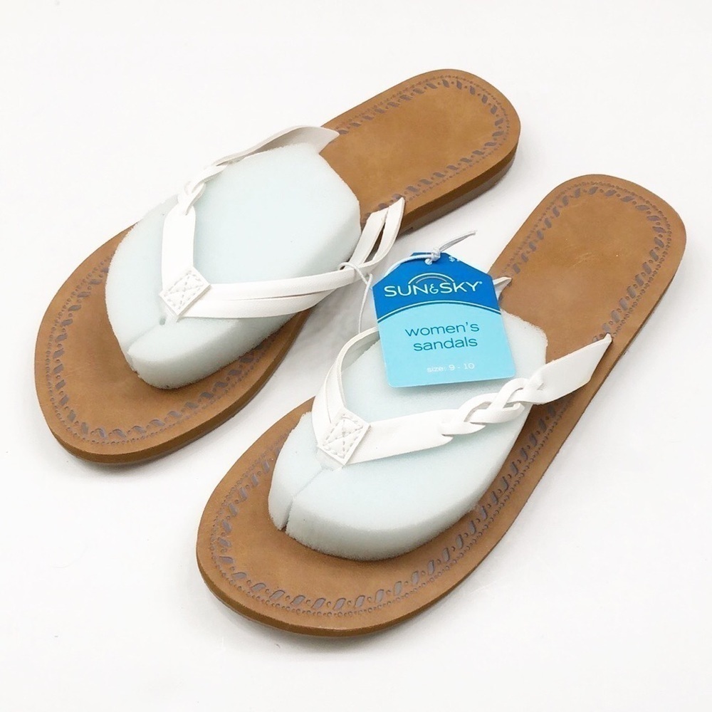 NEW Sun & Sky women's white braided sandals